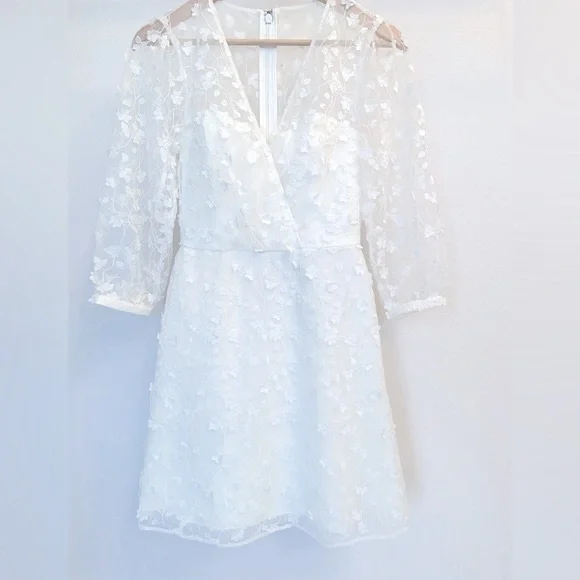 bcbg white lace short dress BCBGMaxAzria | Dresses | Bcbgmaxazria White Lace Mini Dress Tulle Accent Size Large